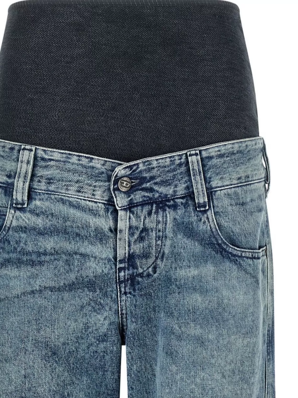 Diesel Wide Leg Faded Wash Jeans