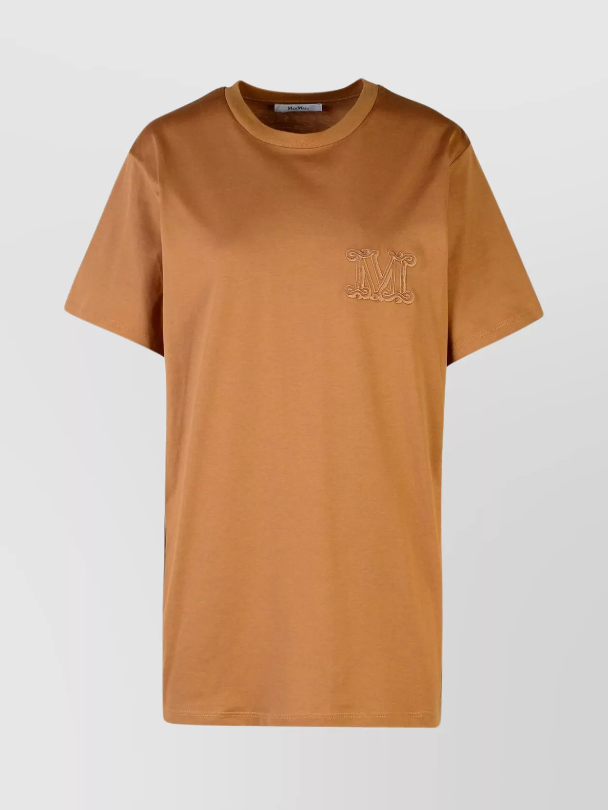 Max Mara Crew Neck Cotton T-shirt In Brown
