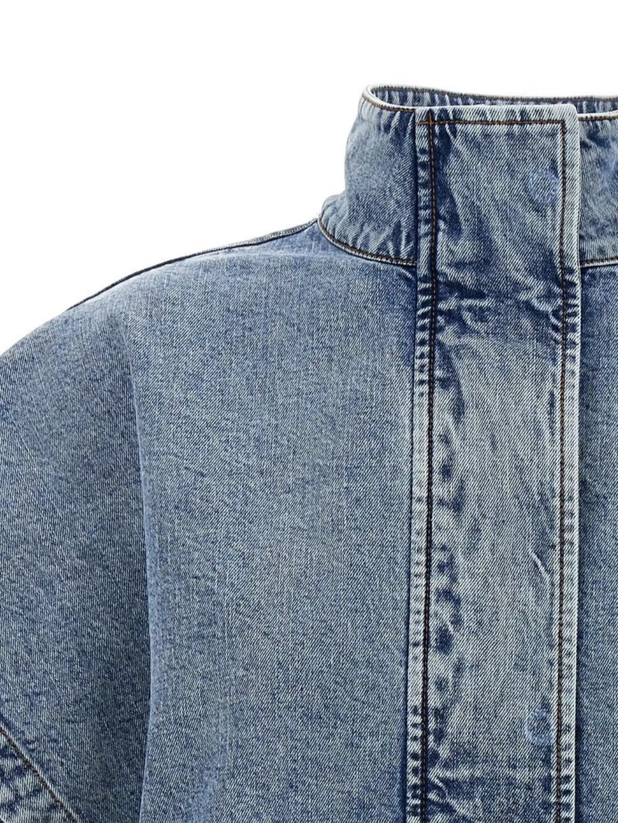 Fabiana Filippi Marbled Denim Cape With Adjustable Drawstring