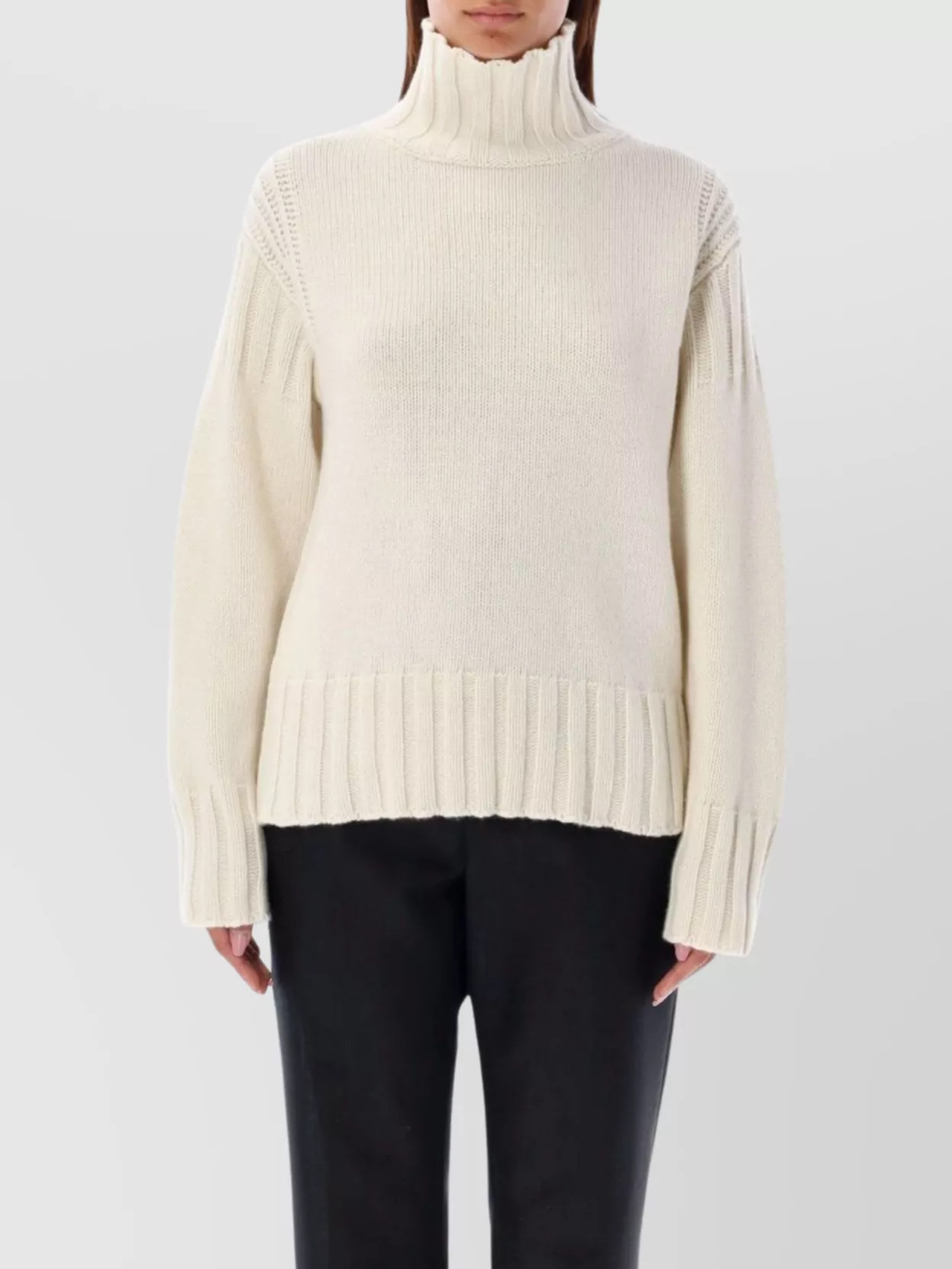 Jil Sander Chunky Knit Turtleneck Cashmere Sweater In Neutral