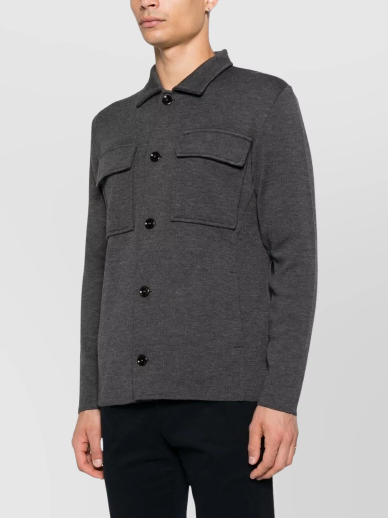 Lardini Knitted Jacket With Chest Pockets And Collar