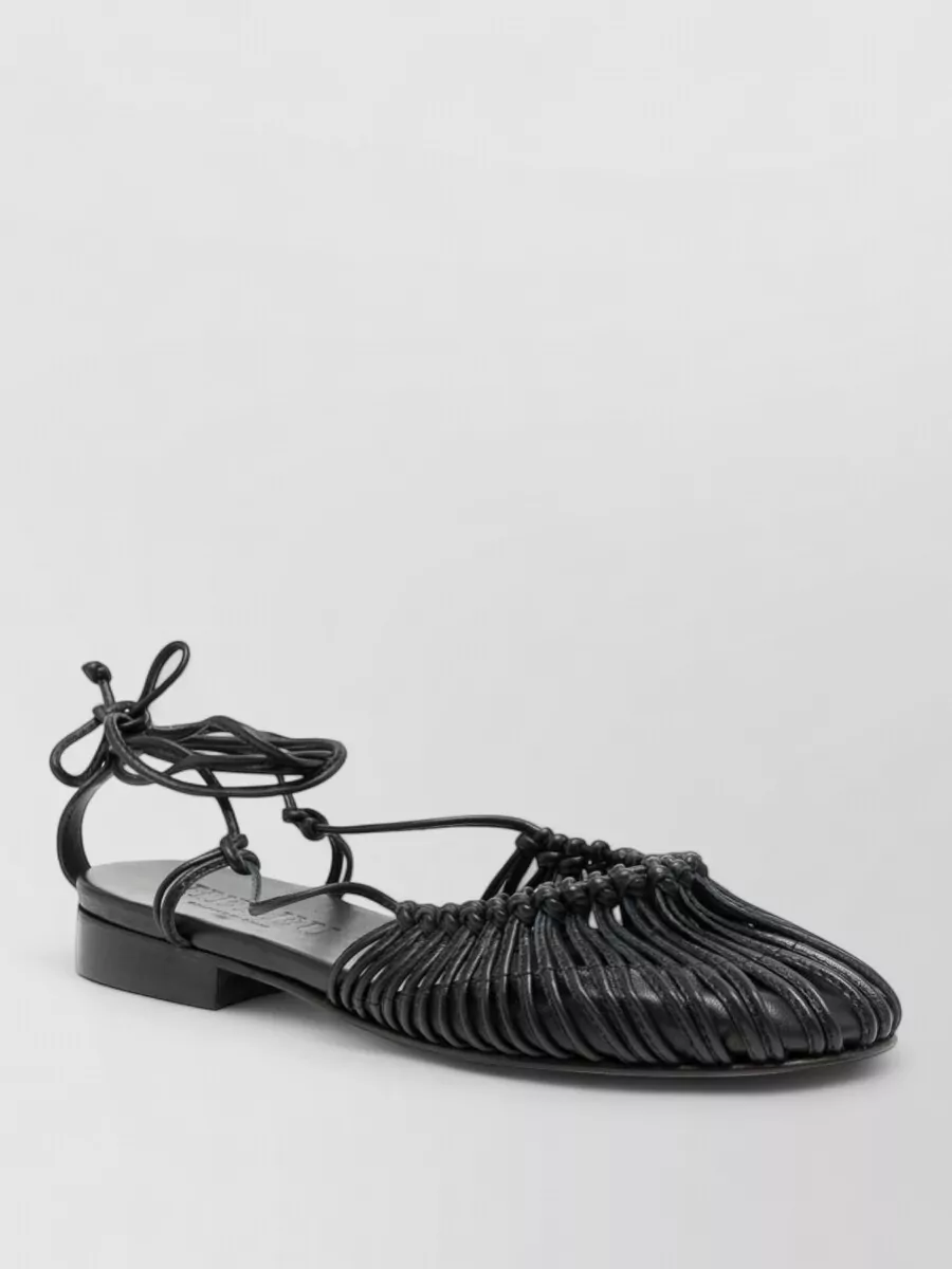 Hereu leather knotted ballerina shoes