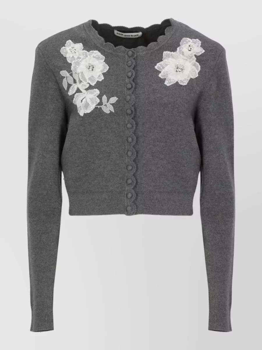 Self-Portrait embellished ribbed cardigan
