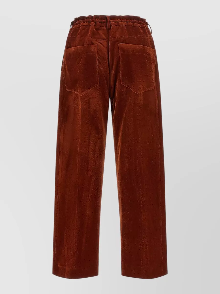 Nude Velvet Wide-Leg Pants