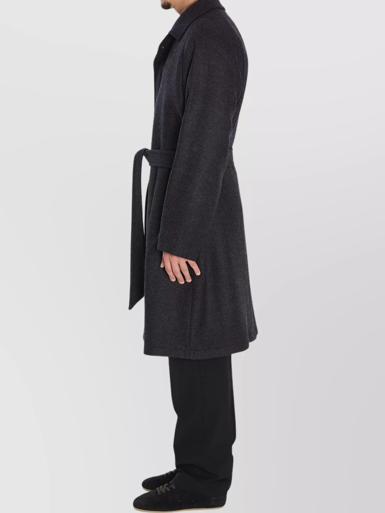 Tagliatore Midi Coat With Raglan Sleeves And Belt In Black