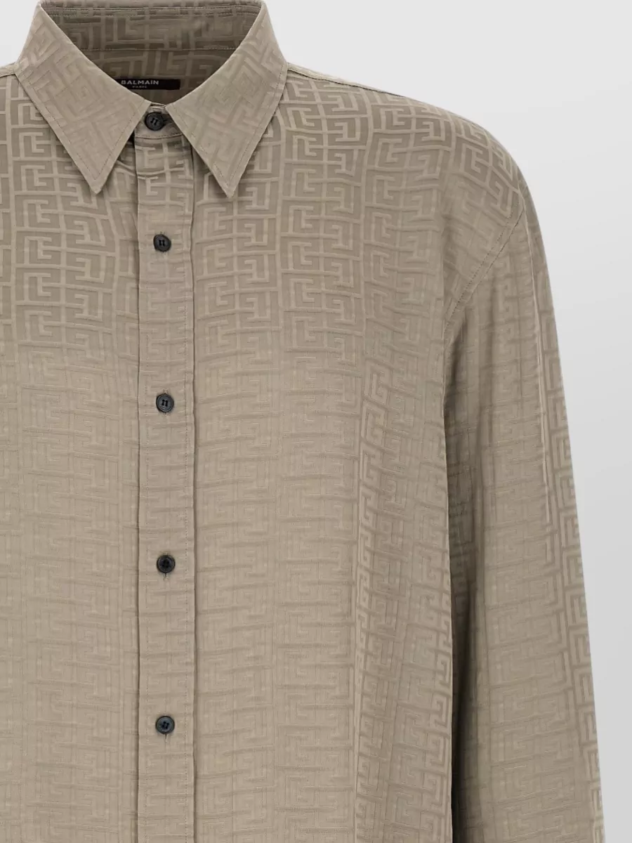 Balmain Monogram Jacquard Shirt Long Sleeves Collar
