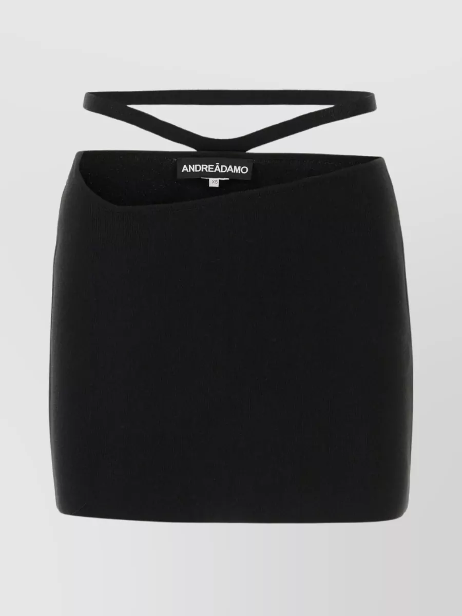 Shop Andreädamo Mini Skirt With Elastic Waistband And Cut-out Detail In Black