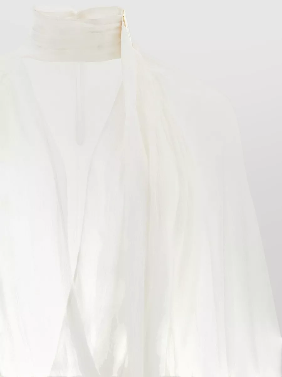 Elisabetta Franchi Crepe V-Neck Long-Sleeve Bodysuit