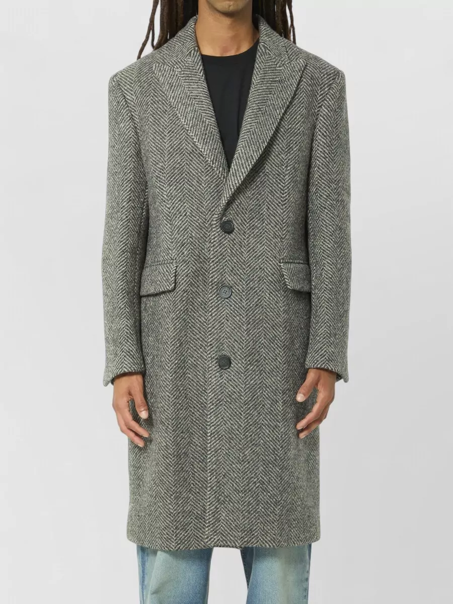 Golden Goose virgin wool herringbone single-breasted coat