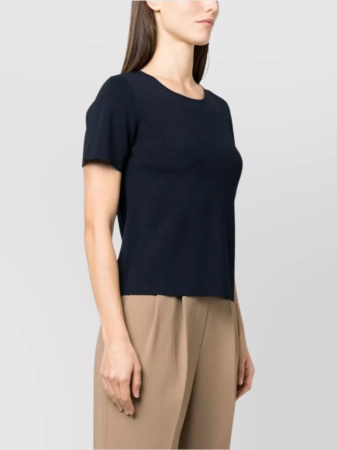 Parosh Simple Knitwear Round Neck Short Sleeve Top
