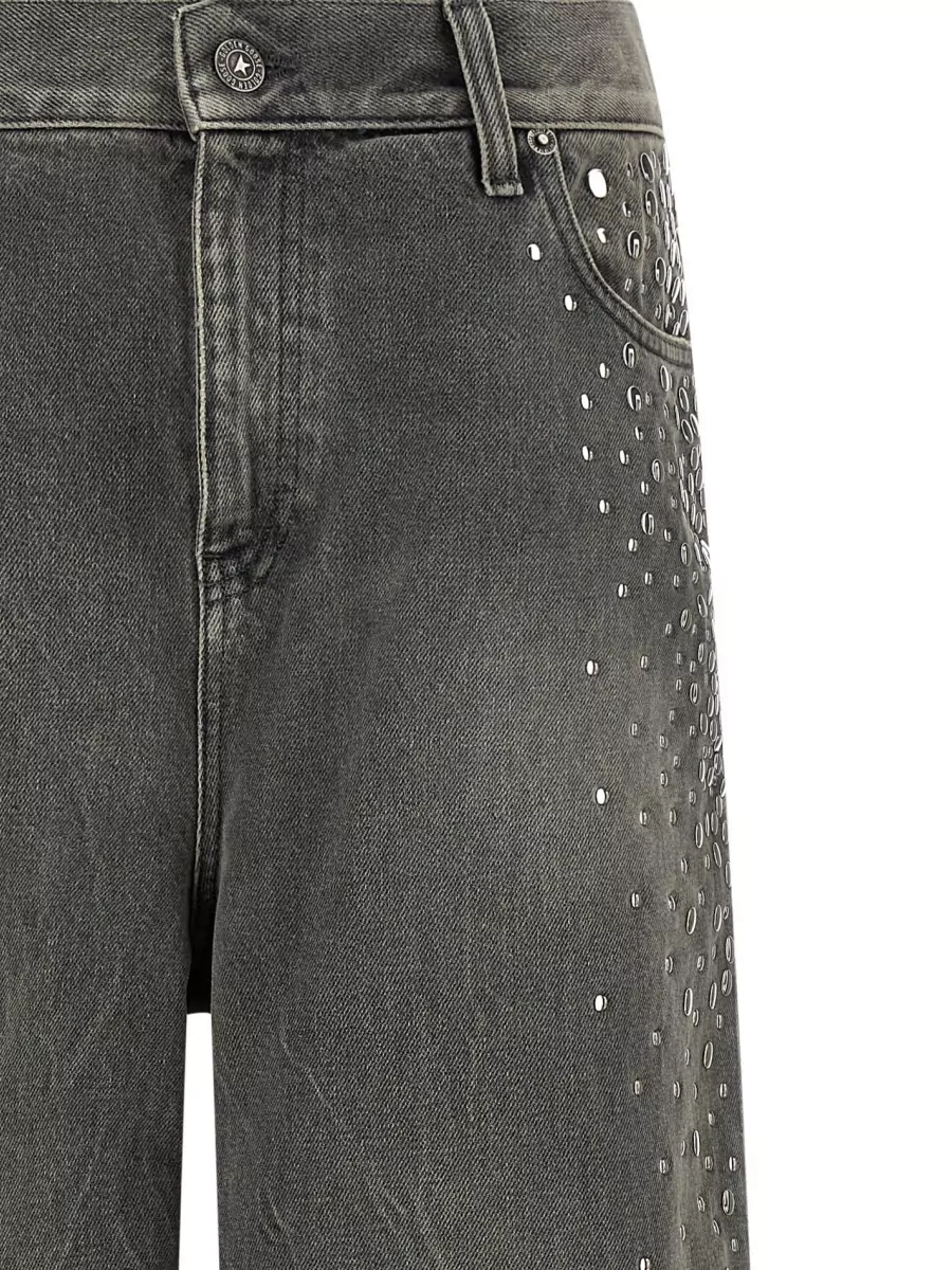 Golden Goose Cotton Studded Mid-Rise Wide-Leg Jeans