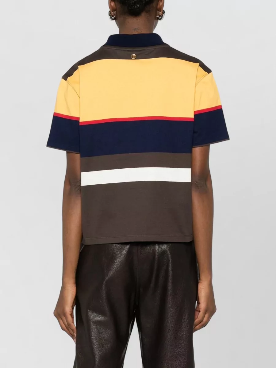 Versace Striped Cotton Polo Top