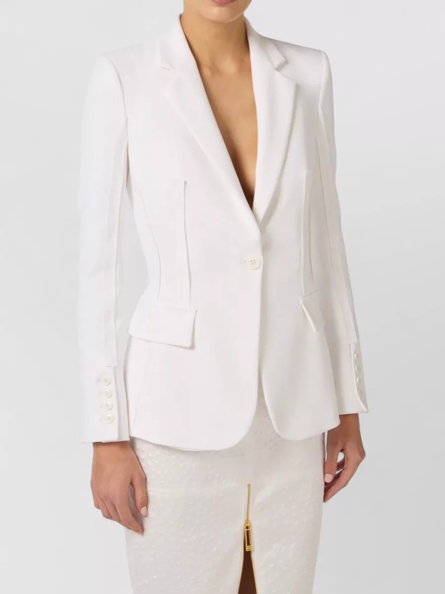 Elisabetta Franchi Jacket Buttoned Cuffs Flap Pockets Notched Lapels