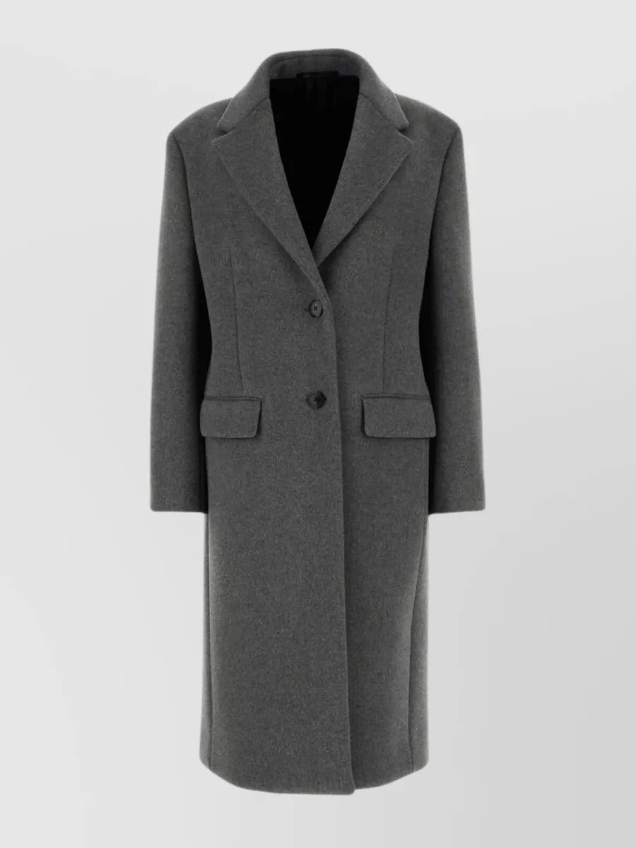 Shop Prada Back Slit Wool Blend Coat In Black