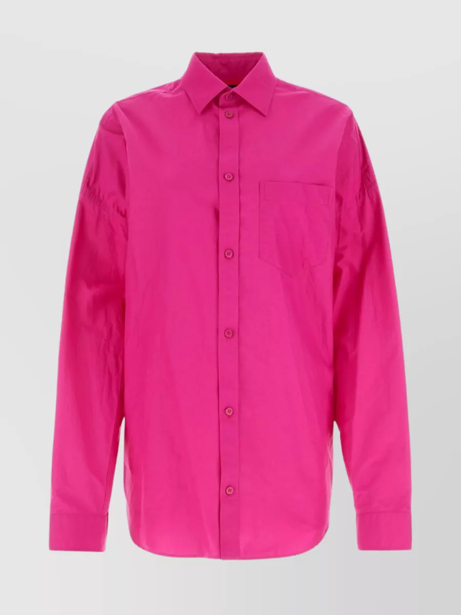 Balenciaga Distinctive Hemline Cotton Oversize Shirt In Pink