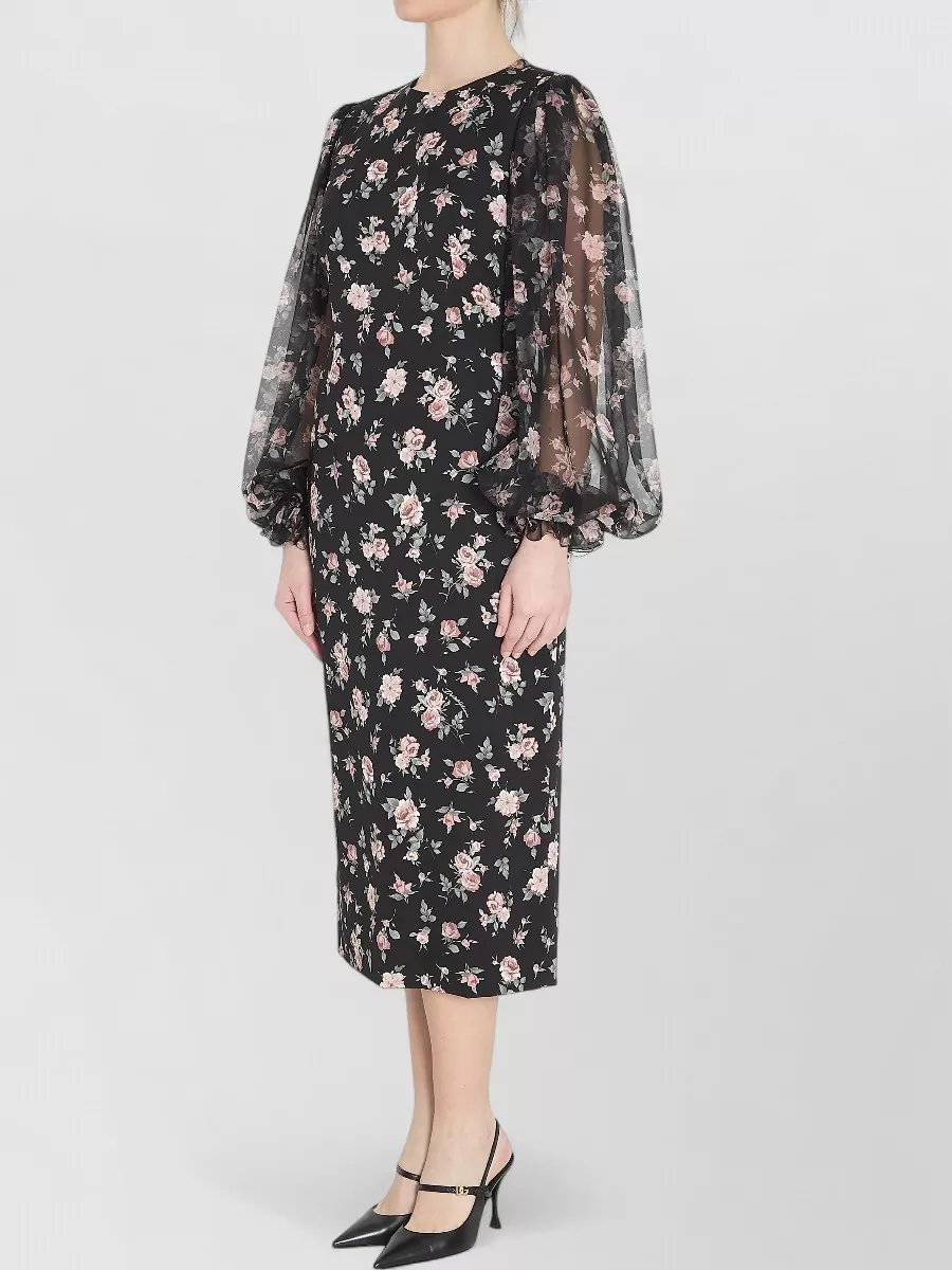 Dolce&Gabbana Rose Print Silk Blend Midi Dress