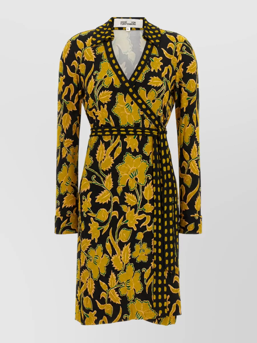 Diane Von Furstenberg floral-print v-neck long-sleeve midi dress