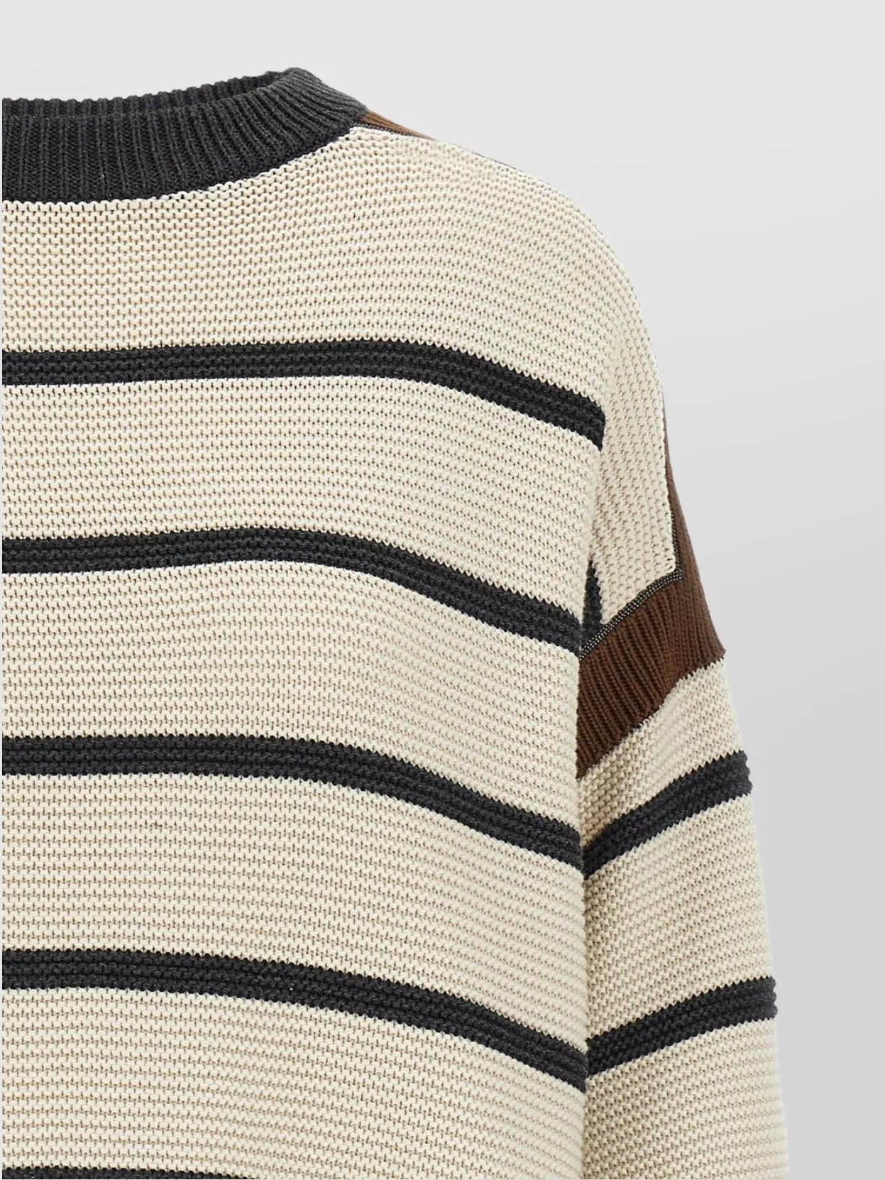 Brunello Cucinelli Dropped Shoulders Striped Knit Sweater