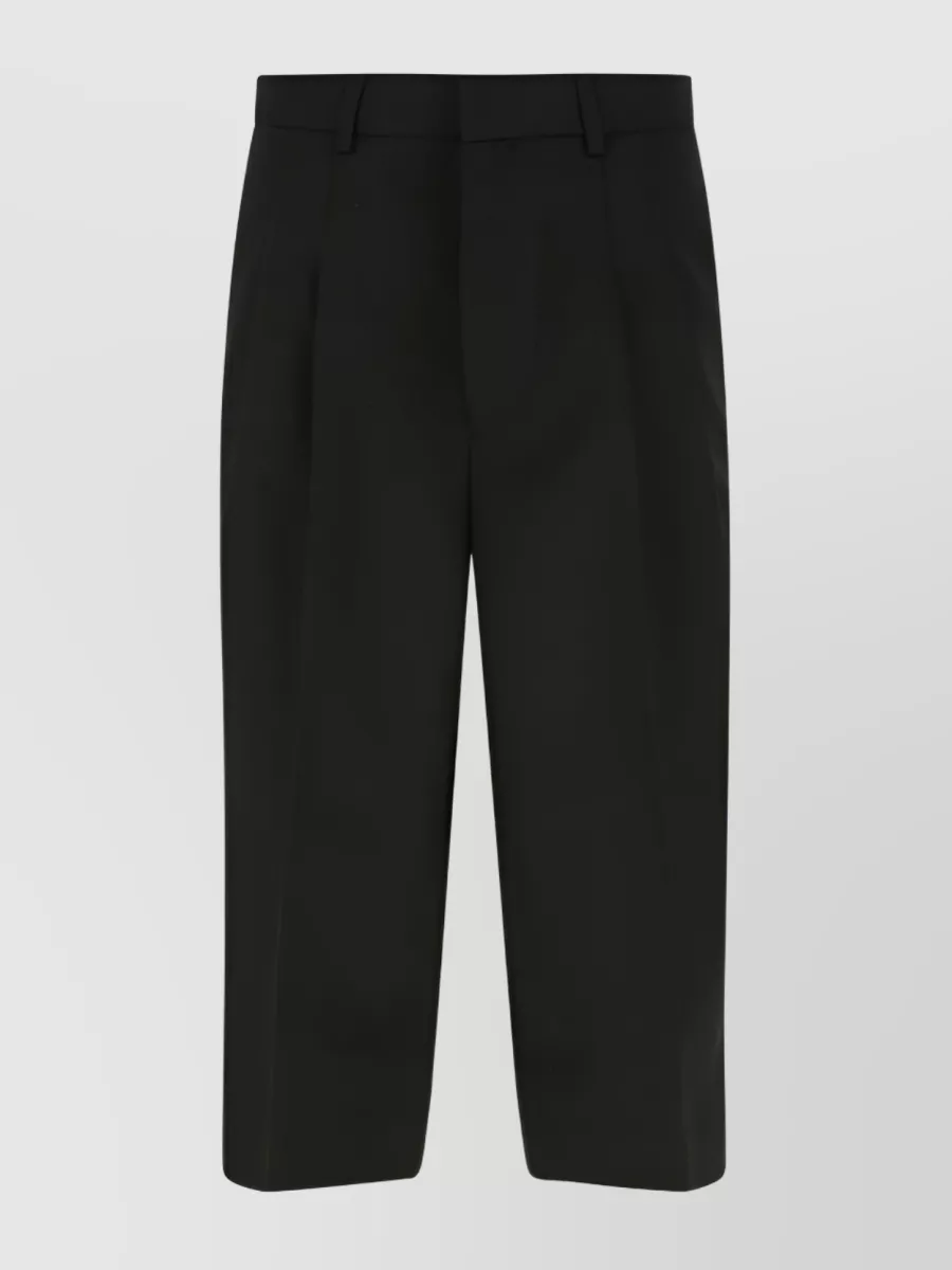 Shop Ami Alexandre Mattiussi Tailored Pleated Cropped Trousers In Black