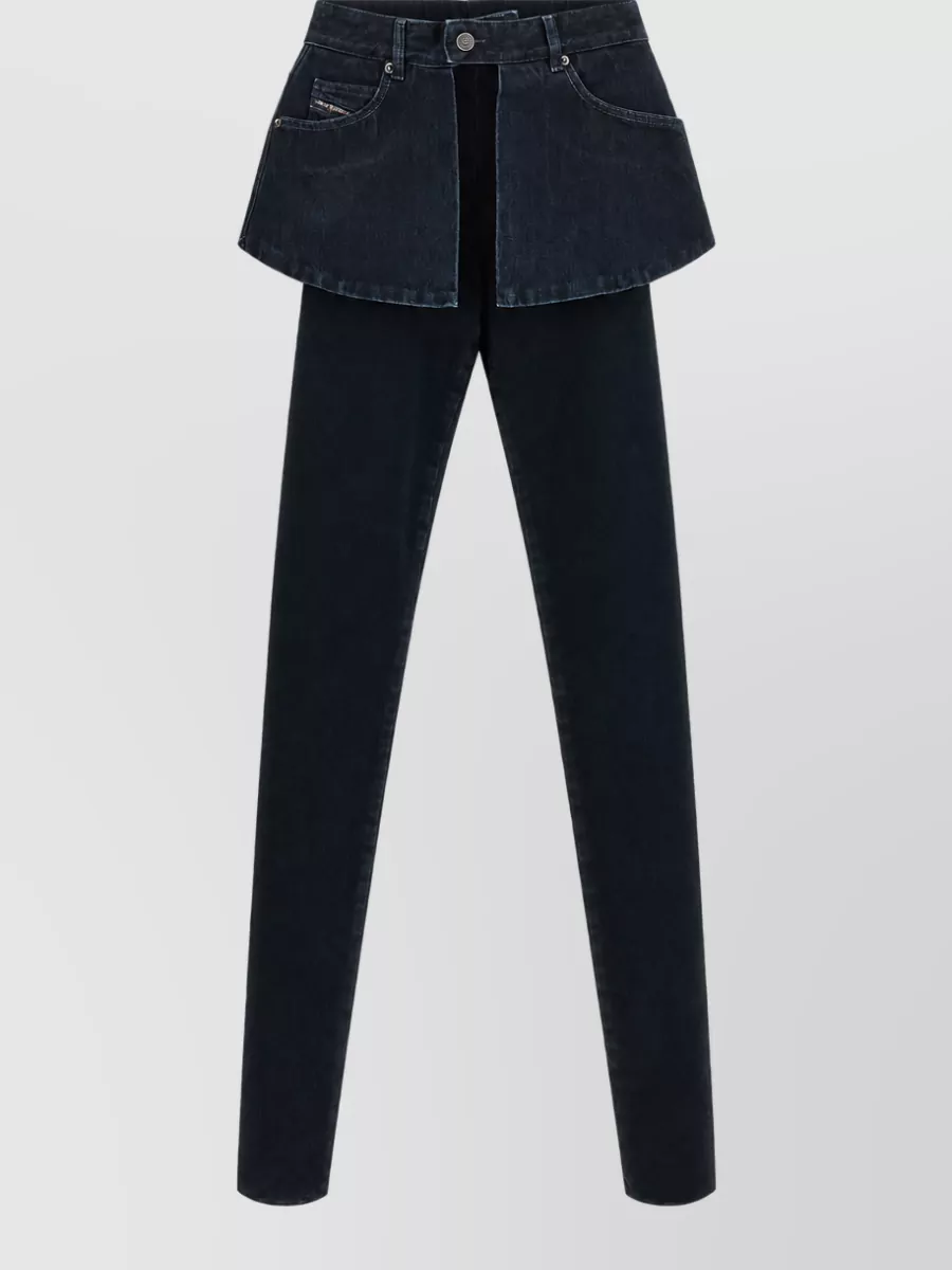 Diesel Denim High-Rise Skinny Flared Mini Skirt Jeans