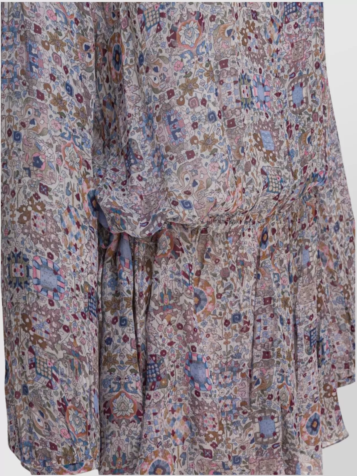 Isabel Marant Étoile Waist Elastic Floral Long Sleeve Round Neck Ruffled Hem In Black
