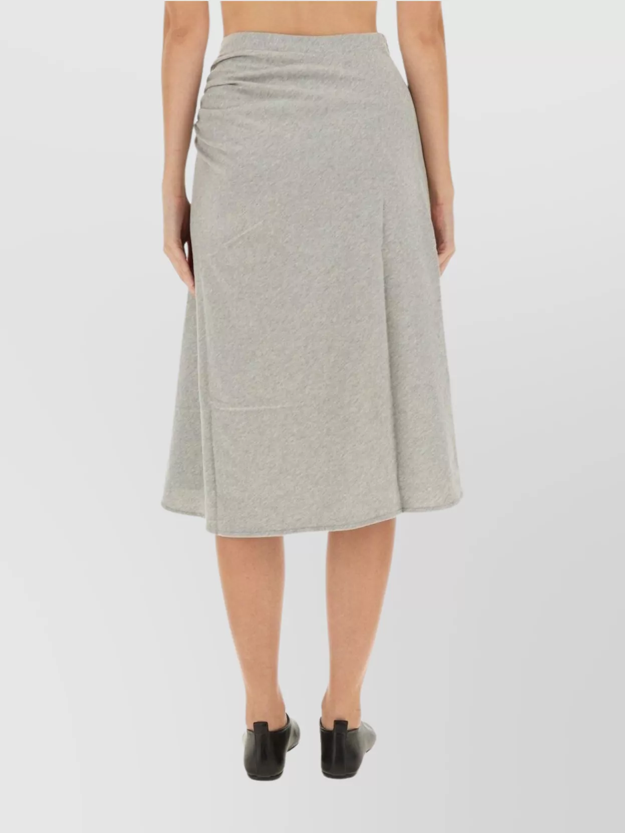 Dries Van Noten Draped Midi Skirt Side Detail In Gray