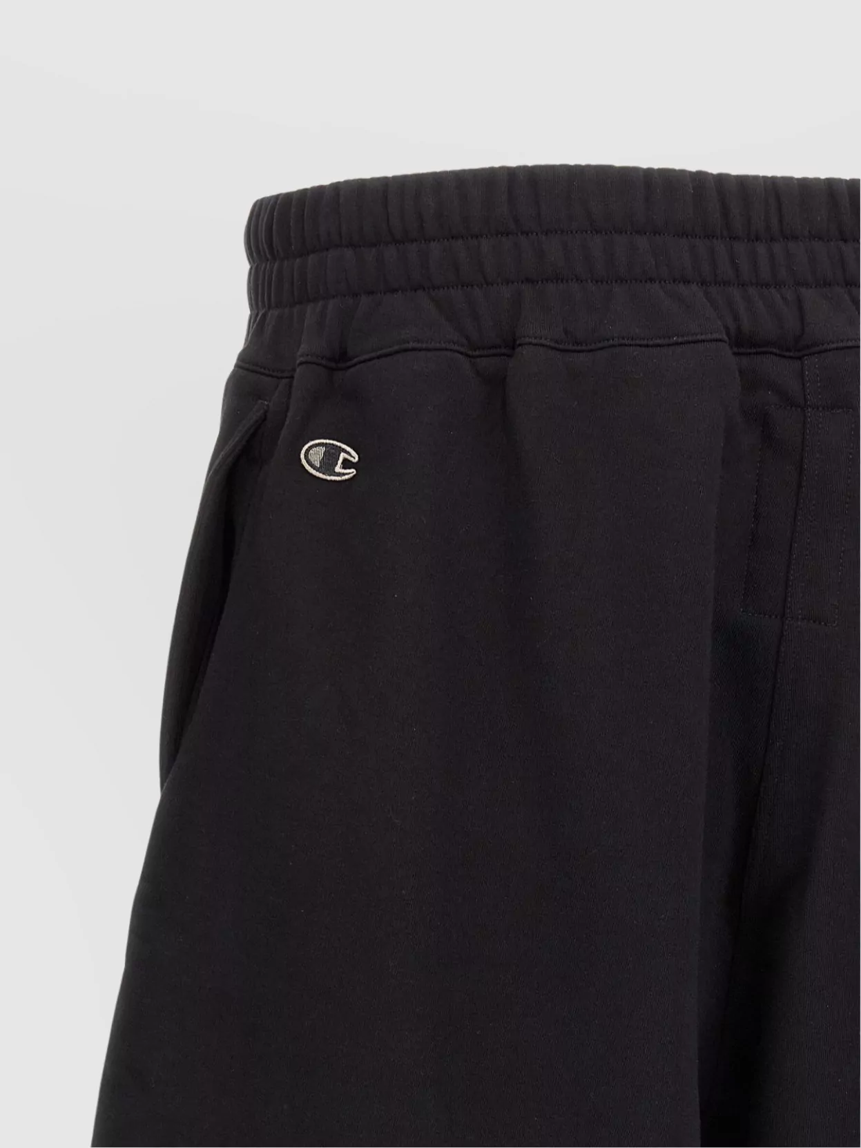 Rick Owens Champion Elastic Waistband Bermuda Shorts With Side Pockets In Black