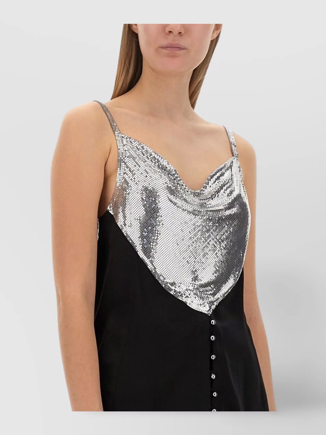 Rabanne Top With Sequin Embellishment And Draped Neckline In Black