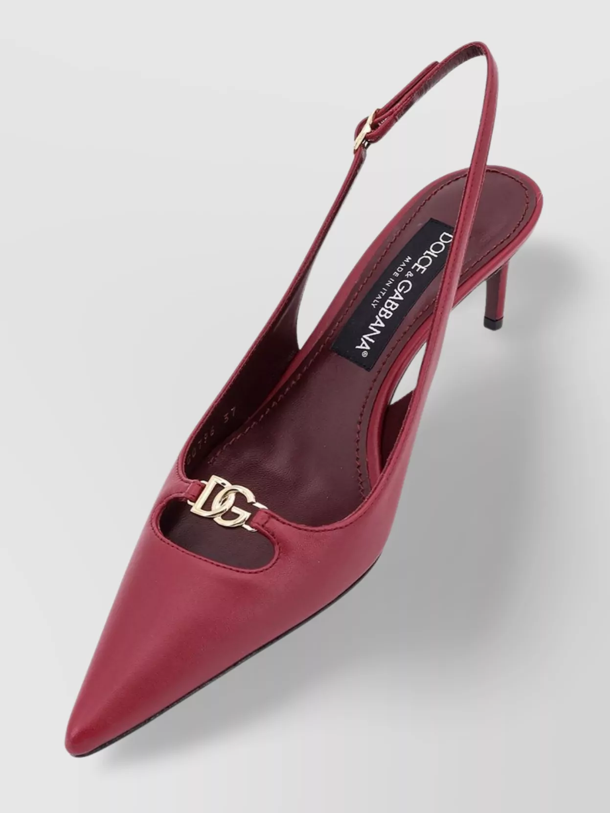 Dolce & Gabbana Bordeaux Slingback Pumps With Medium Stiletto Heel And Logo Plaque On The Front In Patent Leather Wo