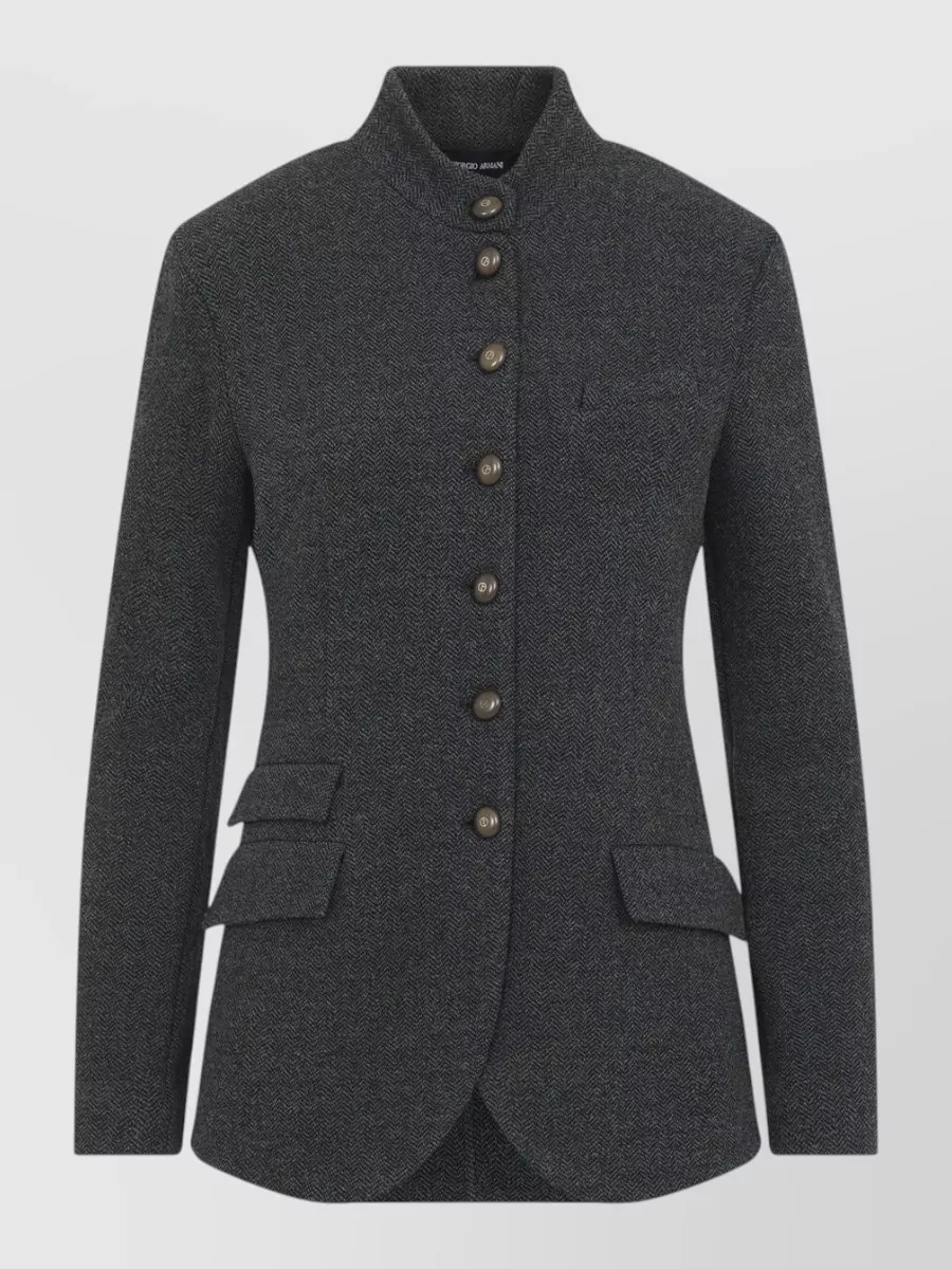Giorgio Armani herringbone single-breasted blazer
