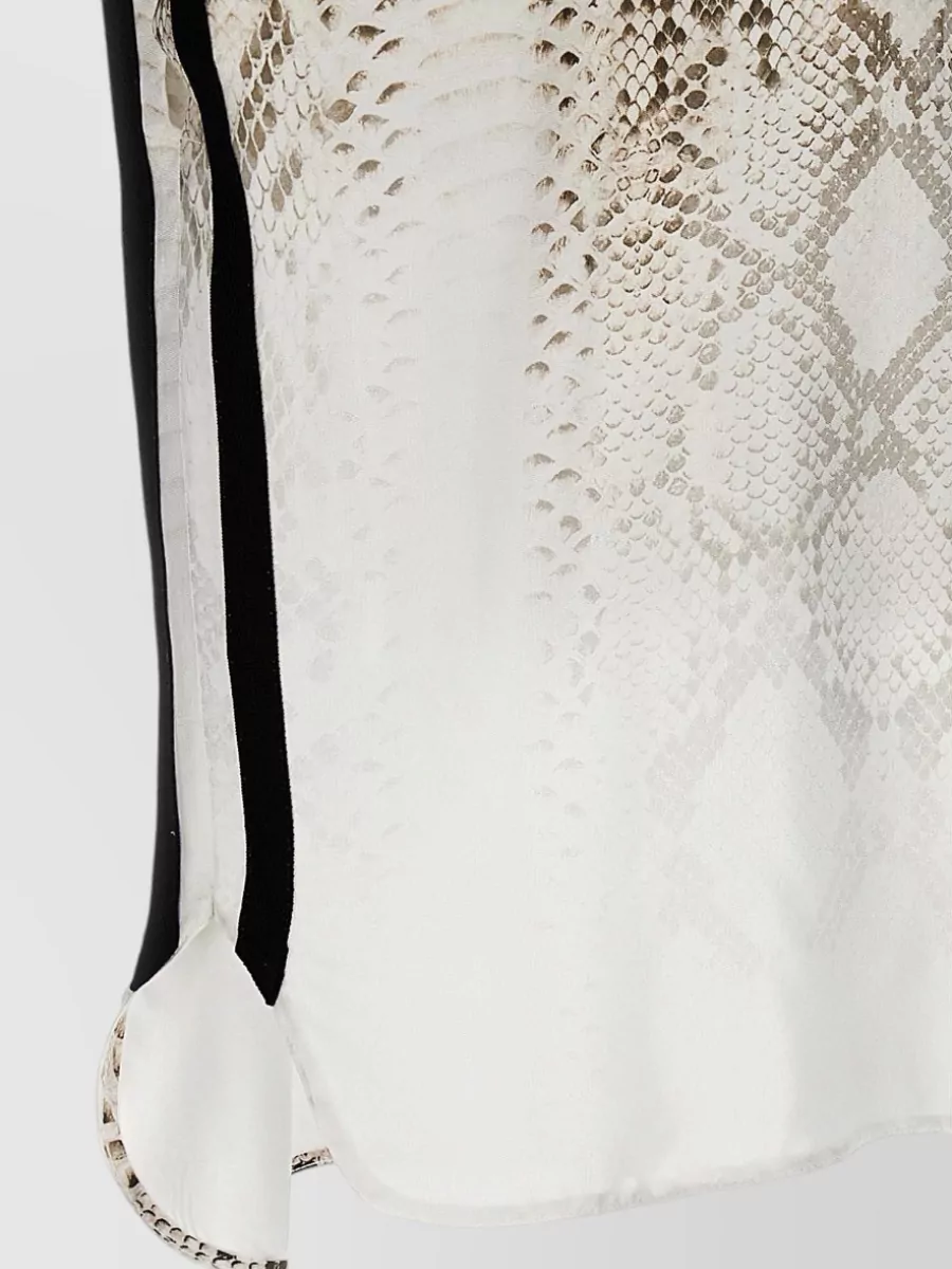 Nude Printed Short-Sleeve Blouse