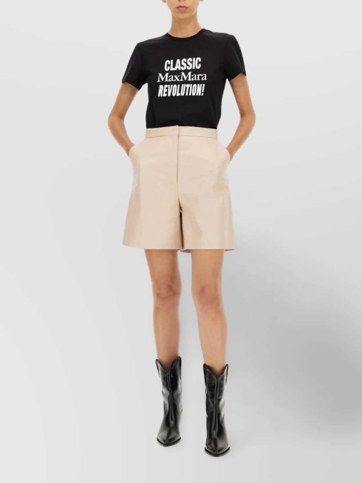 Max Mara Graphic Print Crew Neck Short Sleeve Top In Black