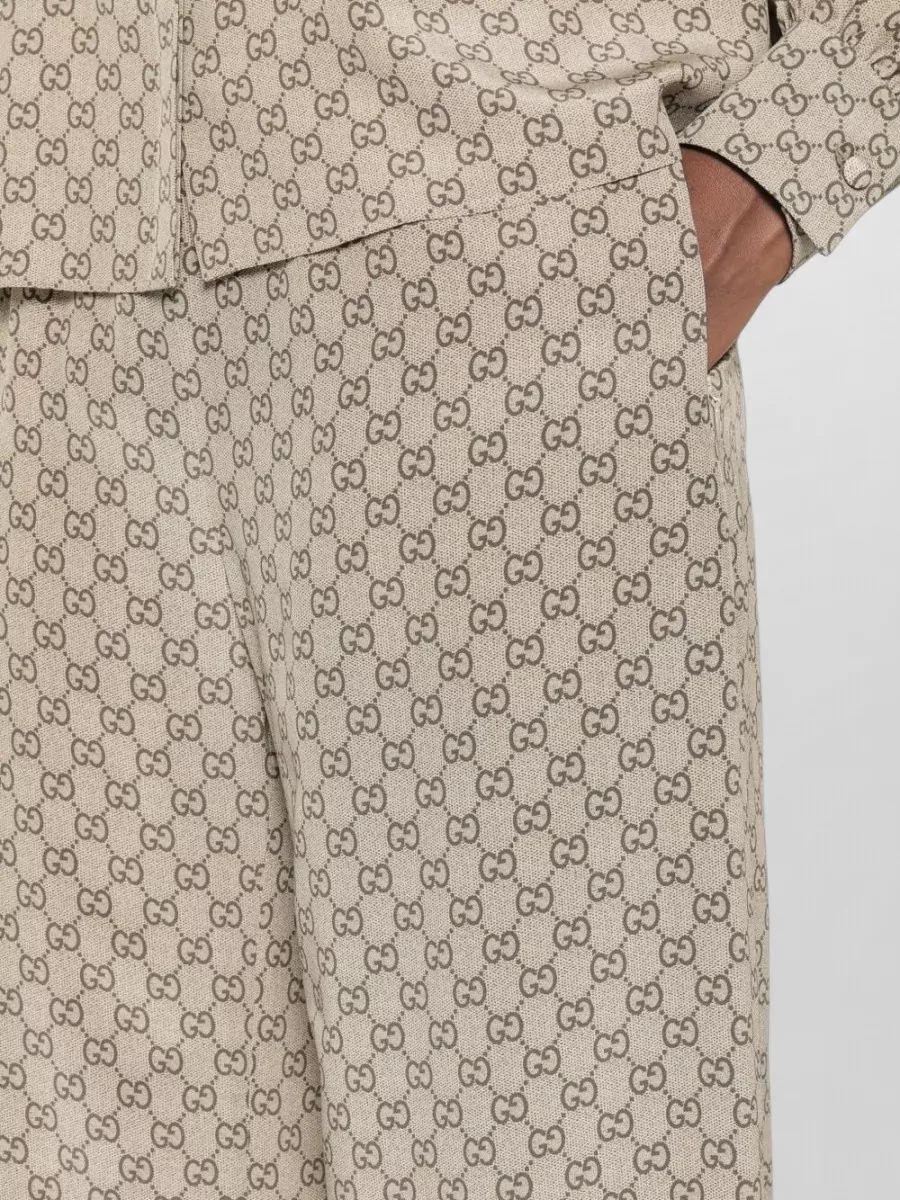 Gucci Silk Gg Print Drawstring Trousers