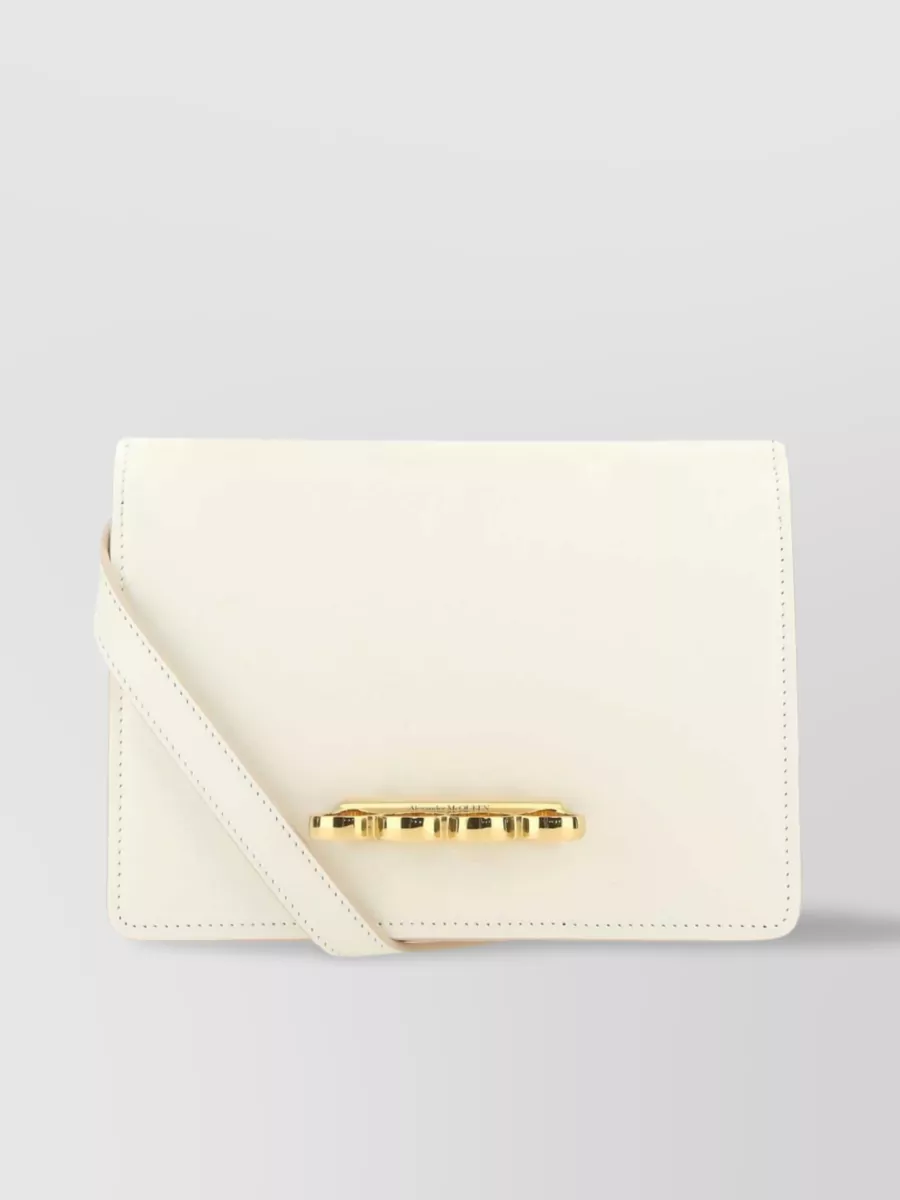 Shop Alexander Mcqueen The Four Ring Shoulder Bag In Pure Leather In White