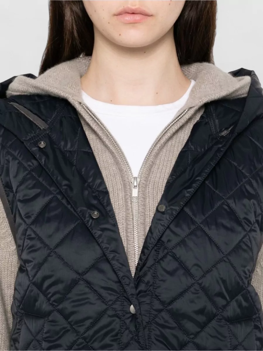 Brunello Cucinelli Hooded Nylon Down Gilet Front Pockets