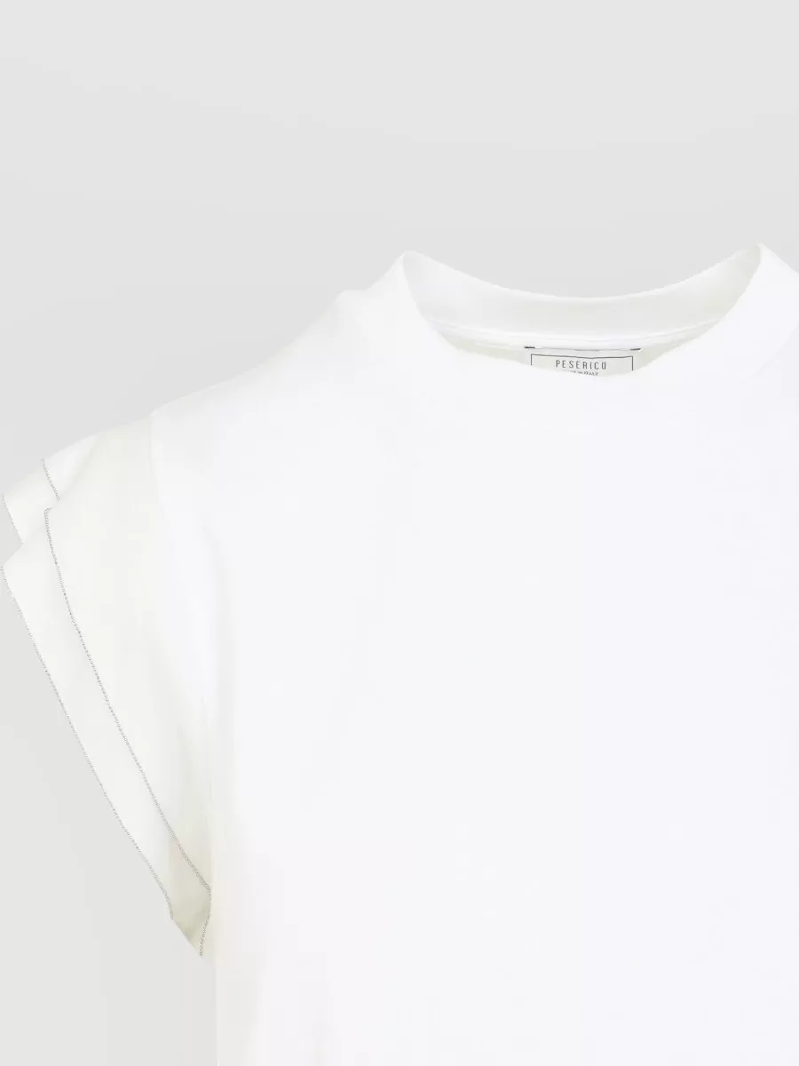 Peserico Sleeveless Crew Neck Top Straight Hem