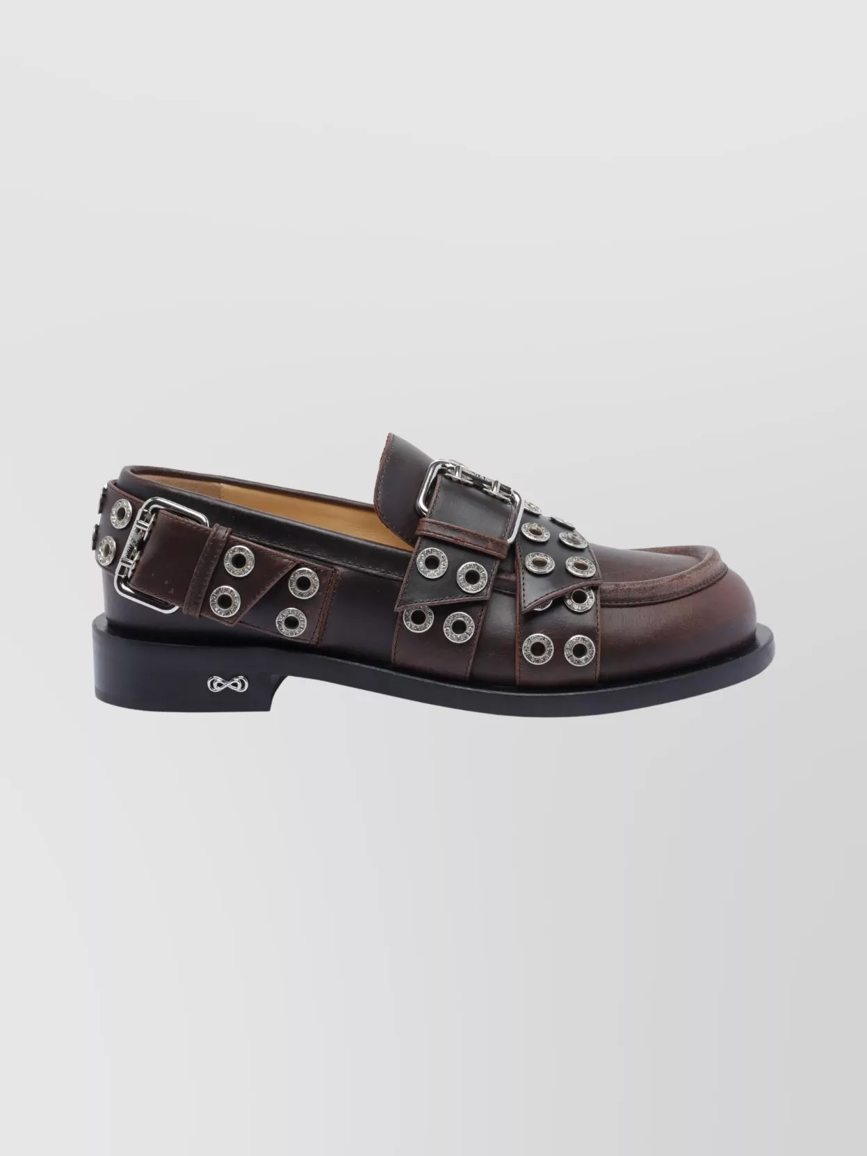 Mach & Mach Vintage Leather Loafers Buckle Detail