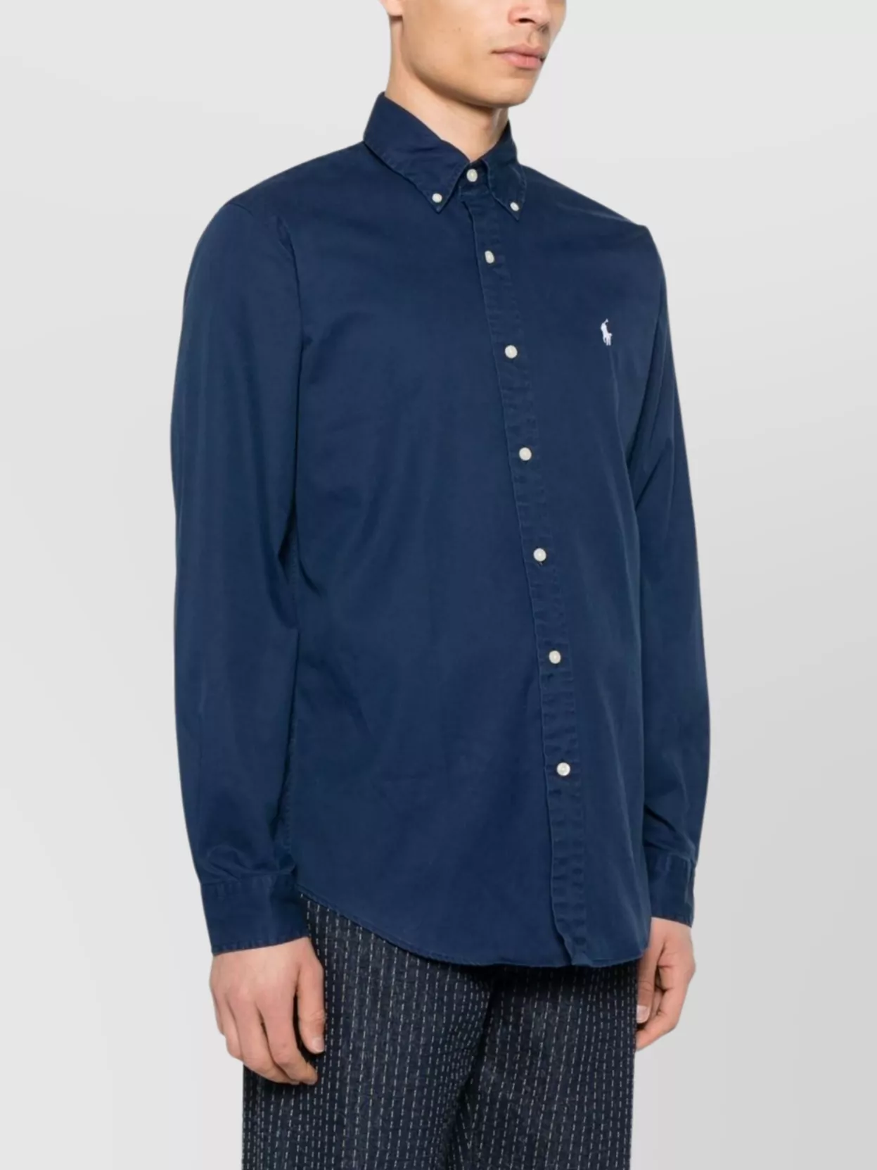 Ralph Lauren Logo Shirt With Button-Down Collar And Box-Pleat Detail