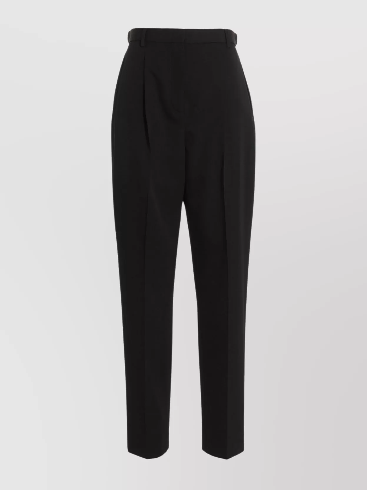 Tory Burch High Waist Wool Twill Trousers With Pleats In Black