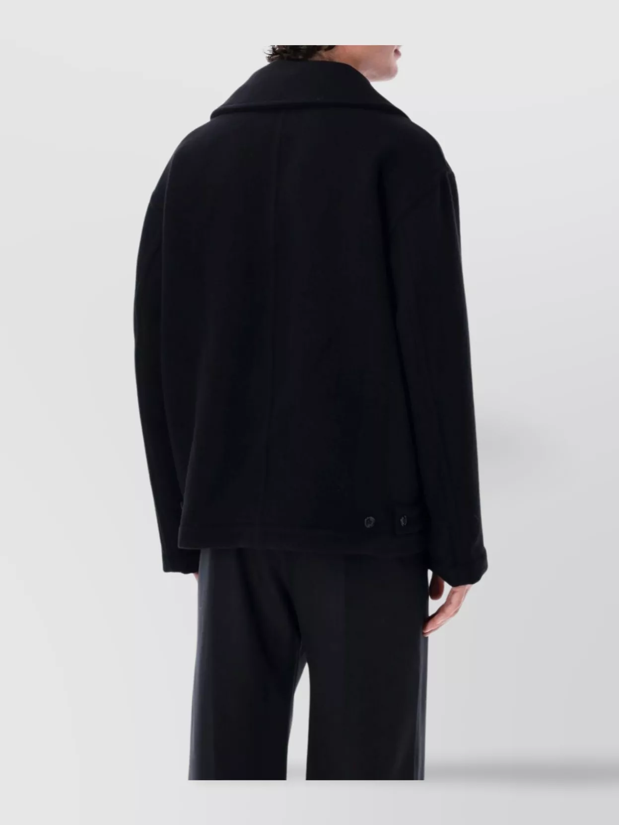 Lemaire Double Breasted Boxy Peacoat Side Pockets In Black