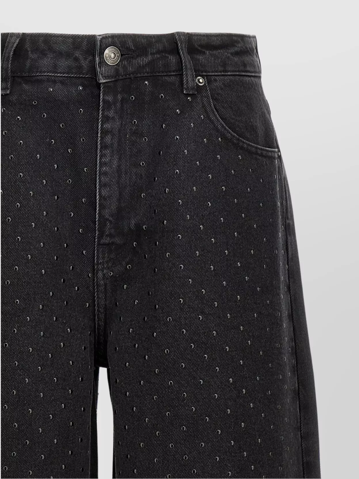 Rotate Birger Christensen Eyelet Pattern Studded Denim Trousers