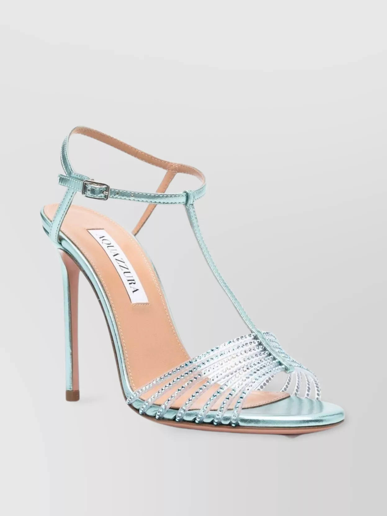 Shop Aquazzura Crystal Embellished Stiletto Heel Sandals In Cream