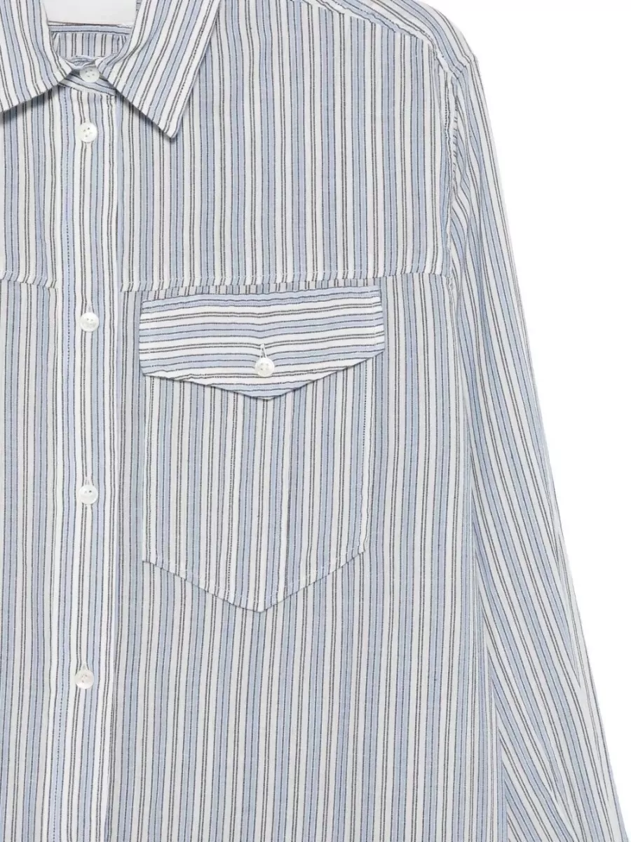 Isabel Marant Etoile Laurane Cotton Voile Striped Shirt Dress