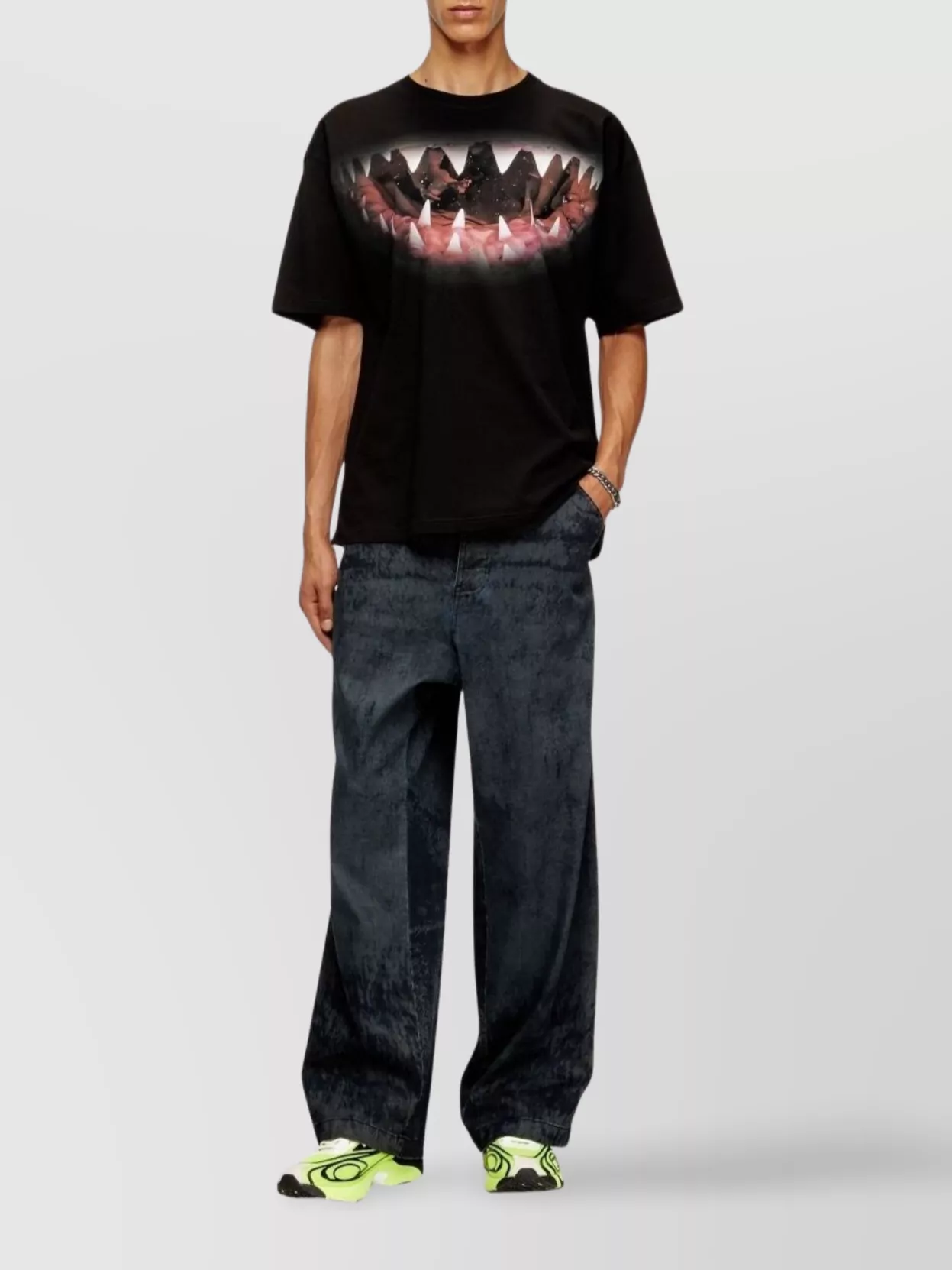Diesel Crew Neck Graphic Print Relaxed Fit T-shirt In Multi