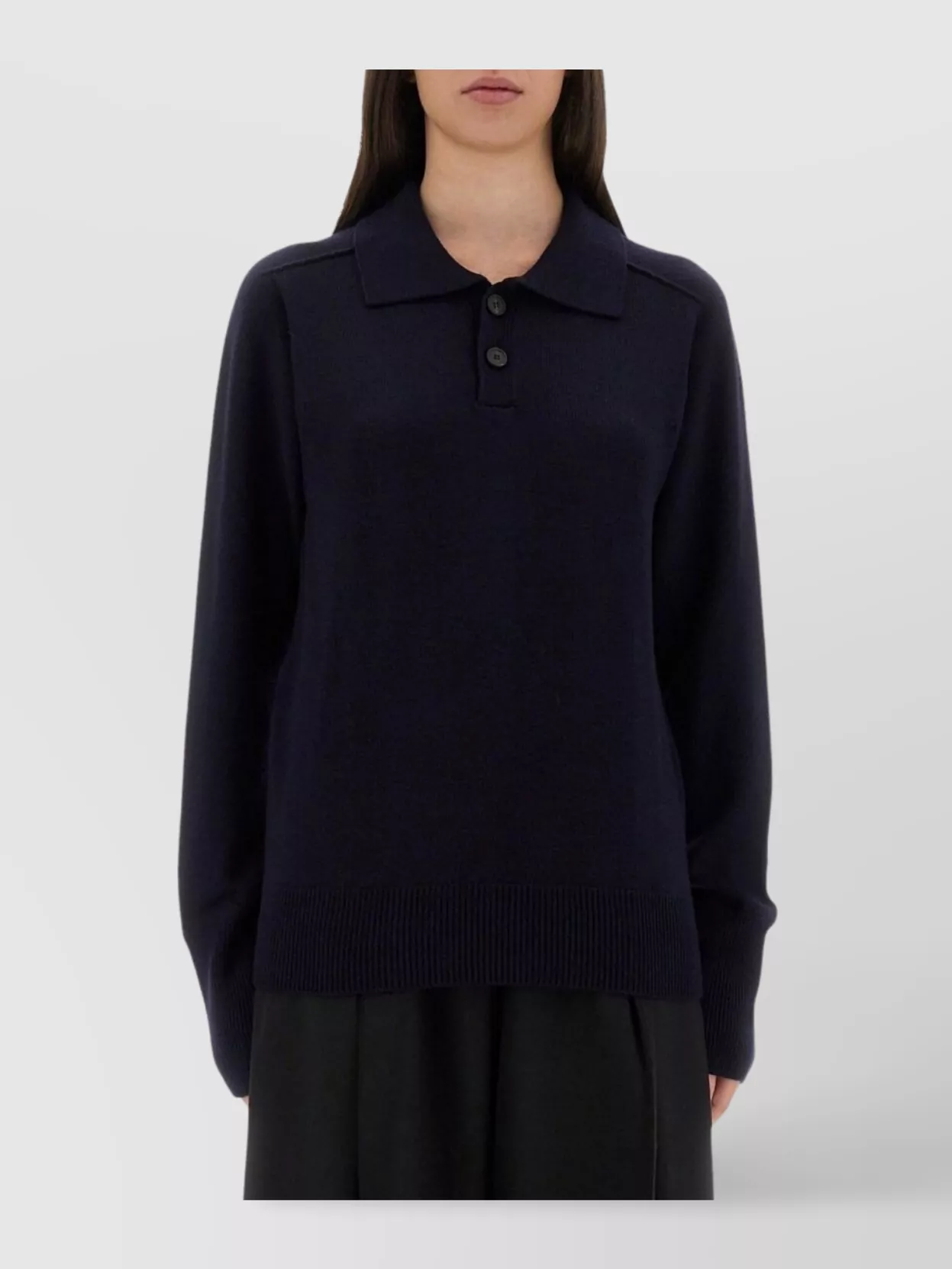 Studio Nicholson Knitwear Polo Collar Long Sleeves In Blue