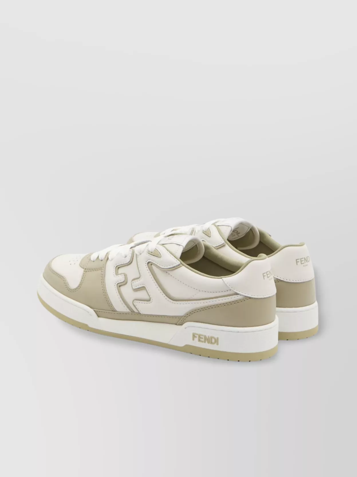 Fendi Match Leather Sneakers Perforated Toe
