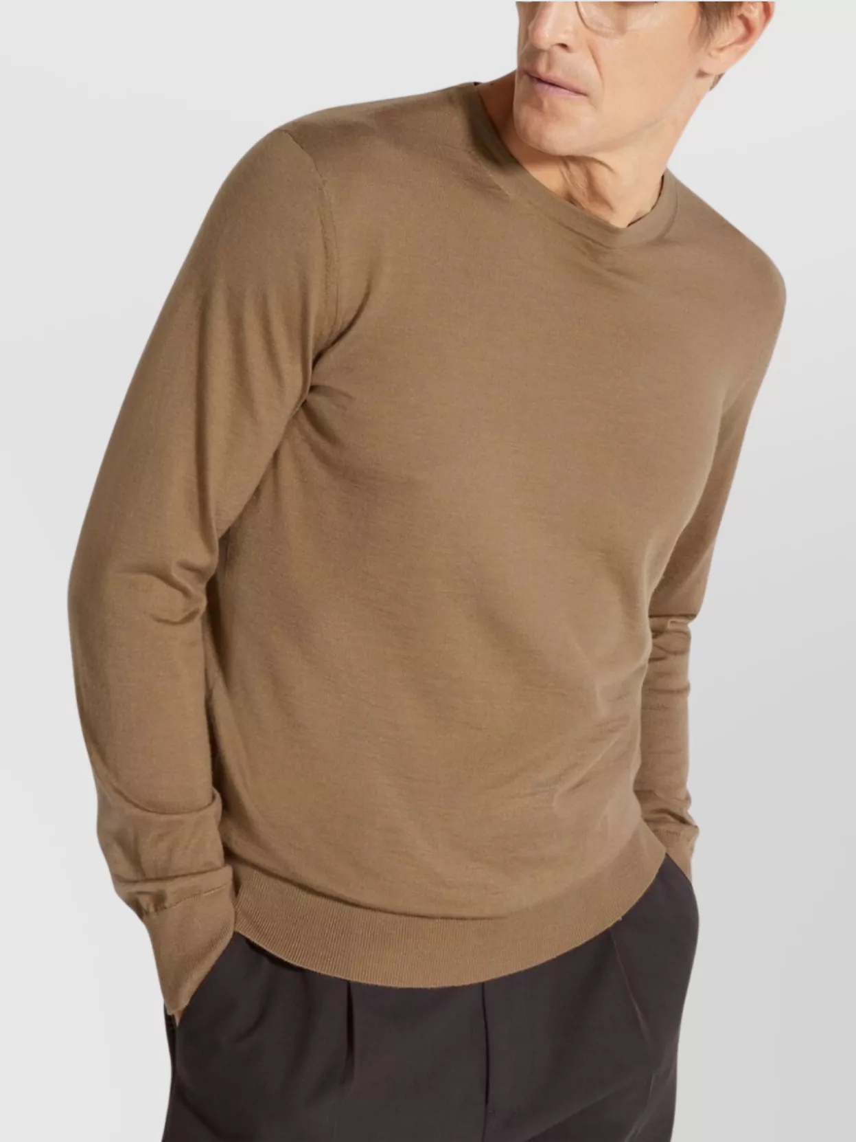 Shop Zegna Classic Crewneck Sweater With Ribbed Hem And Cuffs