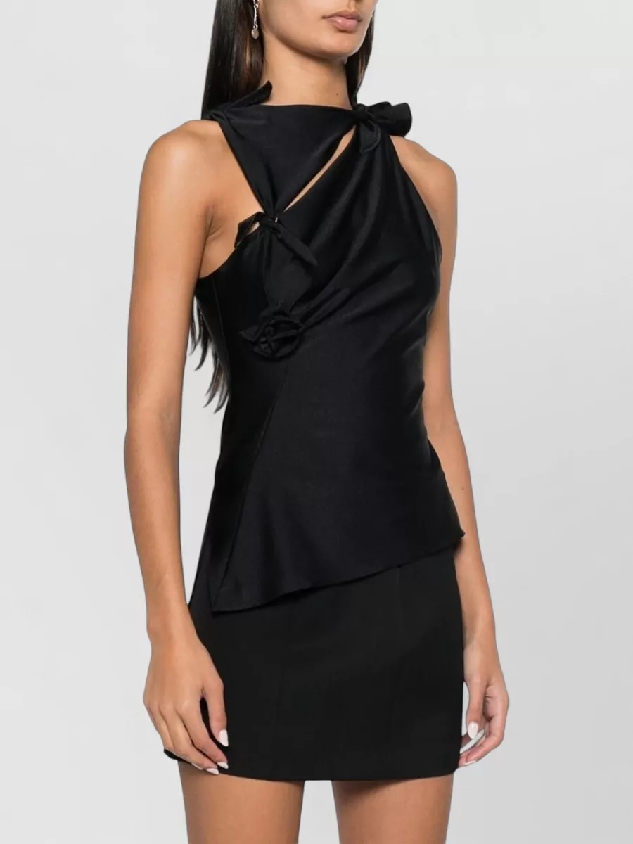 Coperni Asymmetric Satin Top With Bow And Cut-Out
