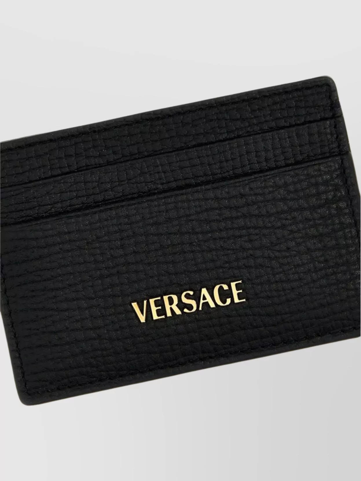 Versace 'Tag Logo' Compact Textured Card Holder