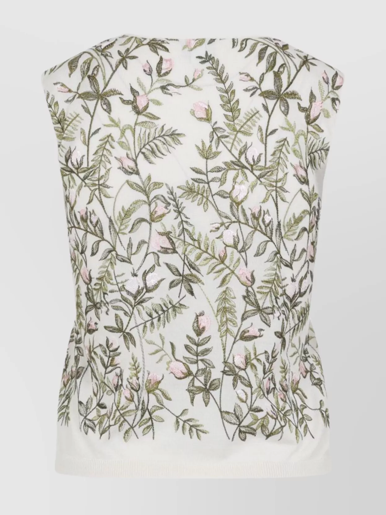 Giambattista Valli Floral-embroidered Cashmere And Silk Top